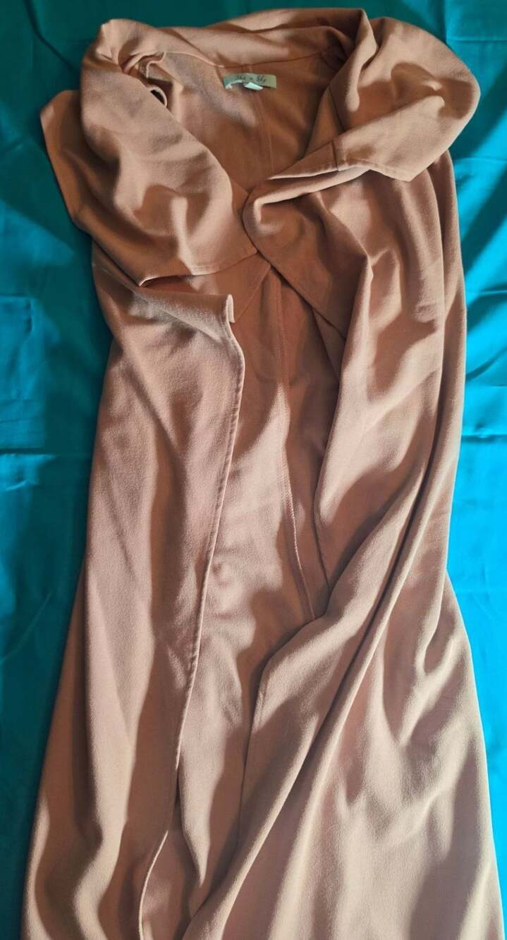 She + Sky Light Brown Draped Open Front Cardigan Vest Size S